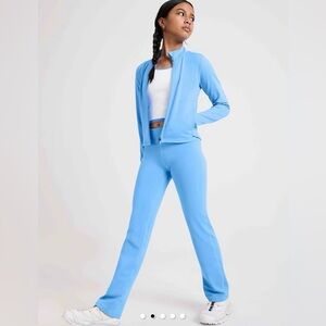 Athleta Cornflower Blue Girl Chit Chat Jacket and Pants. NWT. Size 8-10